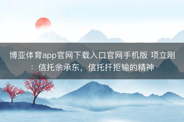 博亚体育app官网下载入口官网手机版 项立刚：信托余承东，信托扞拒输的精神