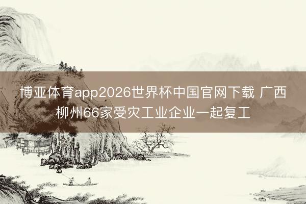博亚体育app2026世界杯中国官网下载 广西柳州66家受灾工业企业一起复工